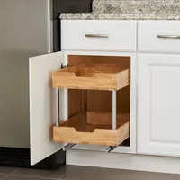 Household Essentials Glidez Wood 14.5" 2-Tier Sliding Cabinet Organizer