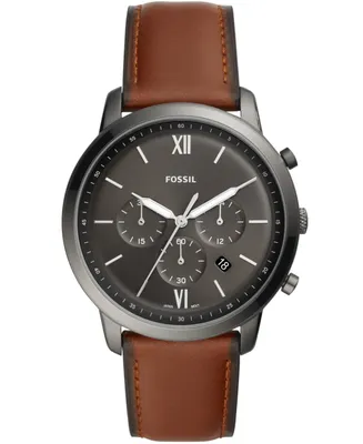 Fossil Mens Neutra Chrono gray case with brown leather strap