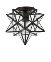 Jonathan Y Stella Moravian Star Metal/Glass Led Flush Mount