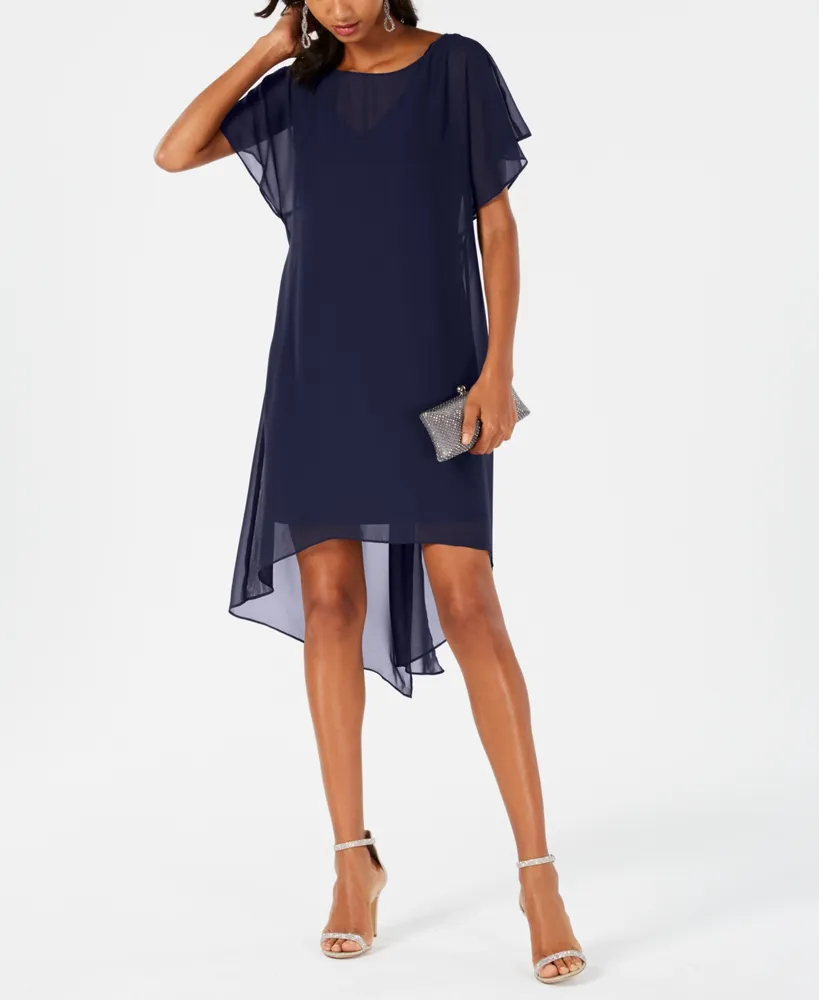 Adrianna Papell Chiffon-Overlay A-Line Dress