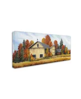 Debbi Wetzel 'Yellow Barn Fall' Canvas Art - 32" x 16" x 2"