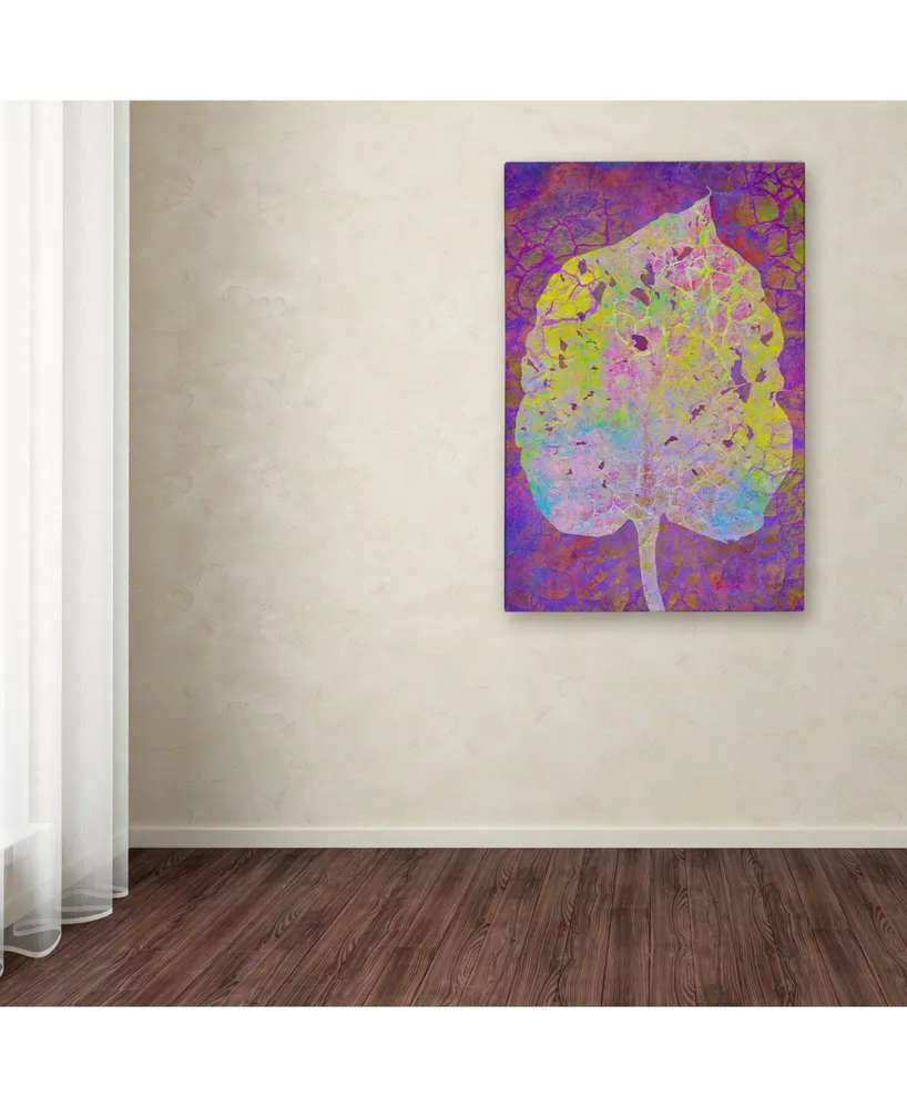 Cora Niele 'Leaf Lemon On Violet' Canvas Art - 24" x 16" x 2"