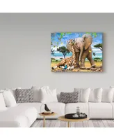 Howard Robinson 'Elephants And Giraffes' Canvas Art - 19" x 14" x 2"