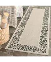 Safavieh Courtyard CY1588 Sand and Black 2'3" x 6'7" Runner Outdoor Area Rug