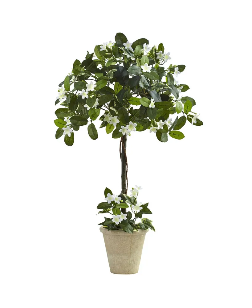 Nearly Natural 3' Stephanotis Topiary w/ Planter