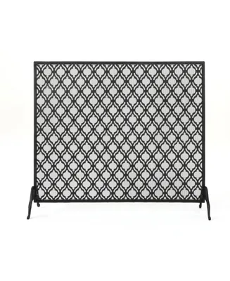 Ellias Single Panel Black Iron Fire Screen