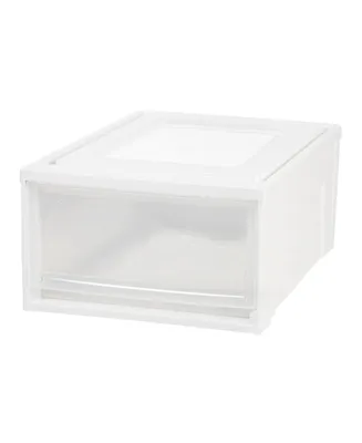 Iris Usa 31 Quart Plastic Stackable Medium Box Chest Drawer Storage, White