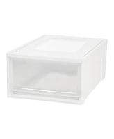 Iris Usa 3Pack 31qt Plastic Clear Stackable Shallow Storage Drawers Chest Box