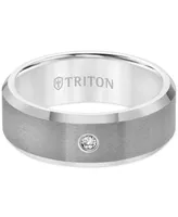 Triton Men's Tungsten Carbide Ring, Single Diamond Accent Wedding Band