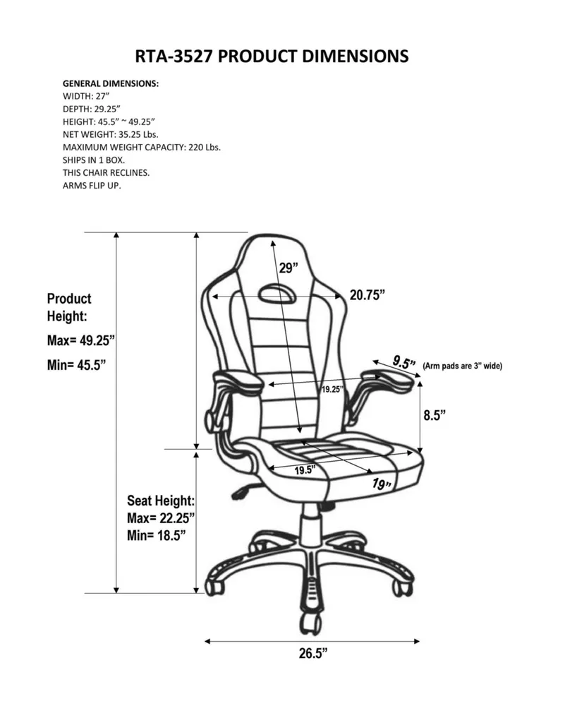 Techni Mobili Sport Race Office Chair