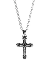 Sutton Stainless Steel Antique Cross Pendant Necklace