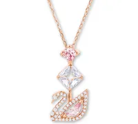 Swarovski Rose Gold-Tone Crystal Iconic Swan Pendant Necklace, 14-7/8" + 2" extender