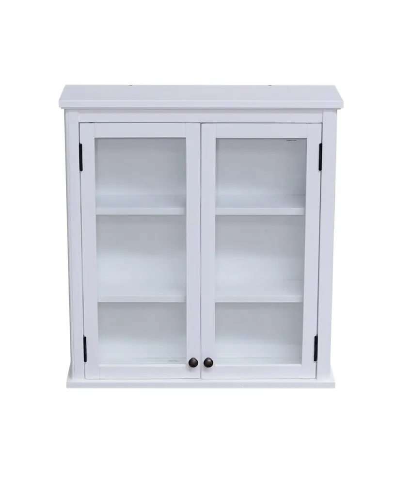 Alaterre Dorset Wall Mounted Bath Storage Cabinet With Glass Cabinet Doors