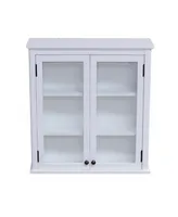 Alaterre Dorset Wall Mounted Bath Storage Cabinet With Glass Cabinet Doors