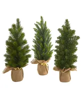 Nearly Natural 15" Mini Cypress and Pine Artificial Tree (Set of 3)