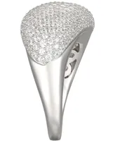 Cubic Zirconia Pave Diagonal Statement Ring Sterling Silver