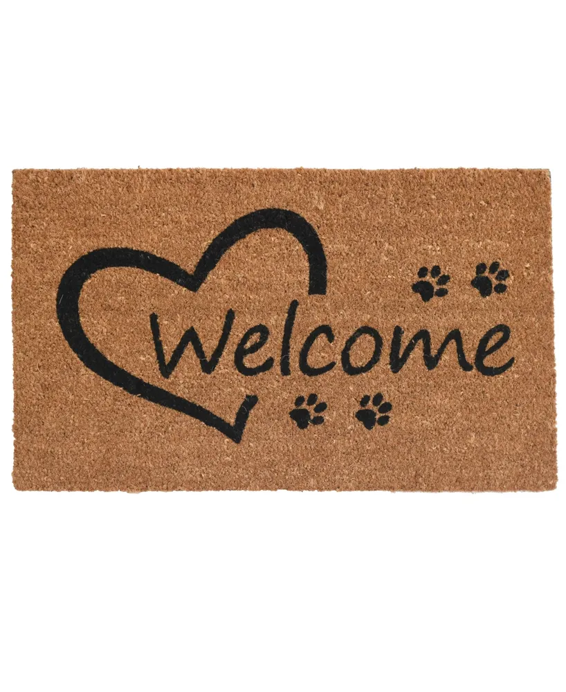 Home & More Open Heart Paws Coir/Vinyl Doormat, 17" x 29"