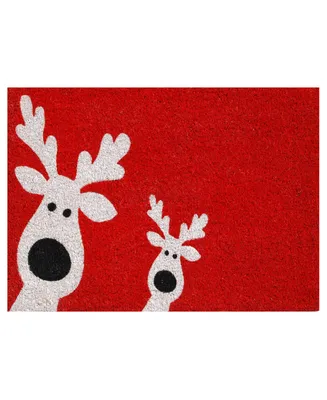 Home & More Peeking Reindeer Coir/Vinyl Doormat, 17" x 29"