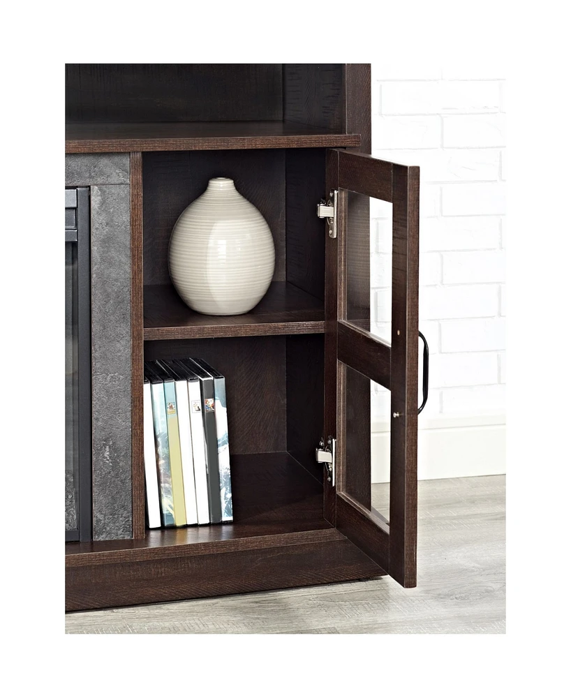 Ameriwood Home Zane Fireplace Tv Console With Glass Doors For Tvs Up To 60 Inches