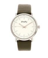 Simplify Quartz The 6200 White Dial, Genuine Olive Leather Watch 39mm