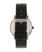 Simplify Quartz The 6200 Black Dial, Genuine Gunmetal Leather Watch 39mm