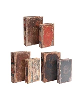 Antique Multi-Colored Book Boxes, Set of 6