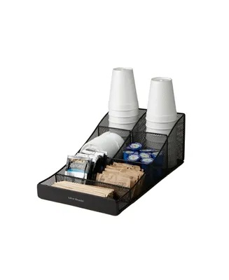 Mind Reader 7 Compartment Coffee Condiment, Cups, Lids, Sugars, Stirrers,Storage Organizer