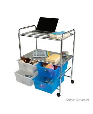 Mind Reader All Purpose Utility Cart with Handles and 4 Storage Drawers