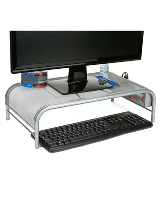 Mind Reader Metal Mesh Monitor Stand, Laptop Riser with 2 Storage Compartments