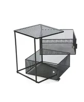 Mind Reader Rotating All Purpose 2 Tier Shelf, Baskets, Drawers with Magnets