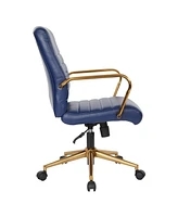 Mid-back Faux Leather Chair with Arms and Base