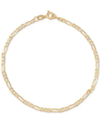 Italian Gold Figaro Link Chain Bracelet in 14k Gold