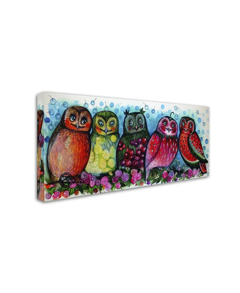 Oxana Ziaka '5 Owls' Canvas Art - 10" x 19" x 2"