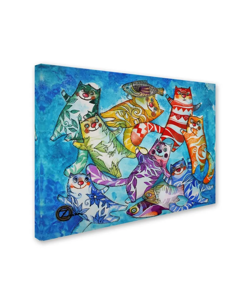 Oxana Ziaka 'Cats And Fish' Canvas Art