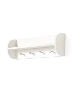 Danya B. Utility Shelf with Four Large Stainless Steel Hooks