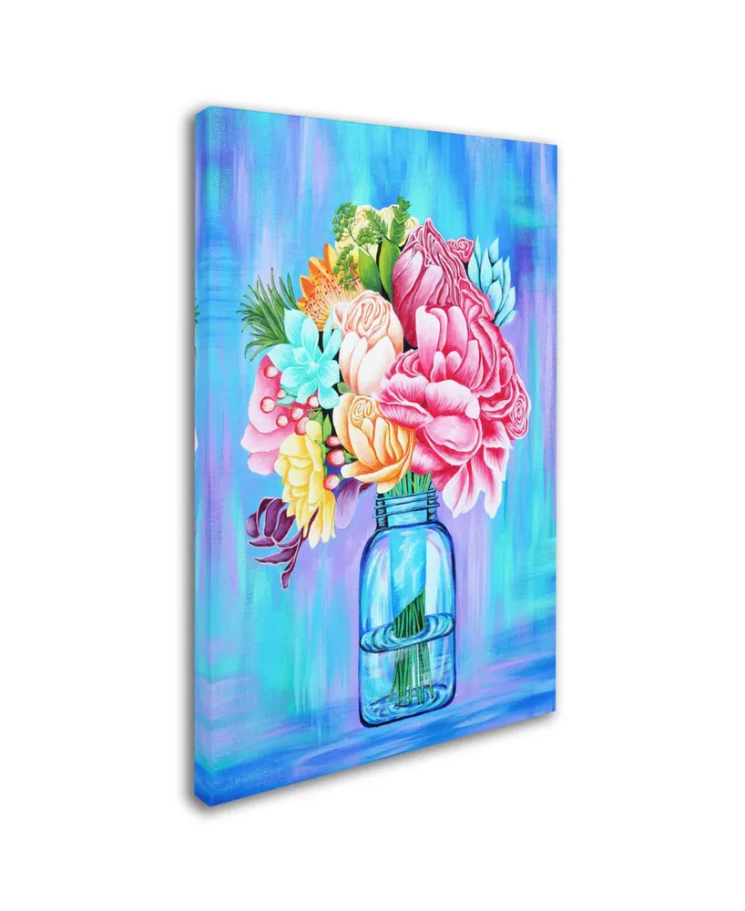 Michelle Faber 'Colorful Flowers In Mason Jar' Canvas Art