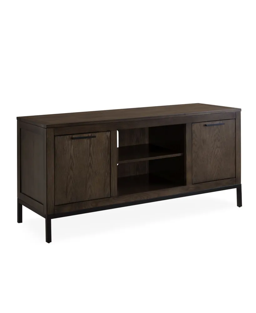 Leick Home Tableau Vintage-Inspired Oak 56" Tv Console on Black Metal Base