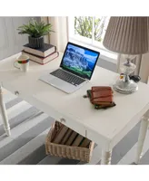 Leick Home Cottage White Turned leg Laptop Desk with Center Drawer