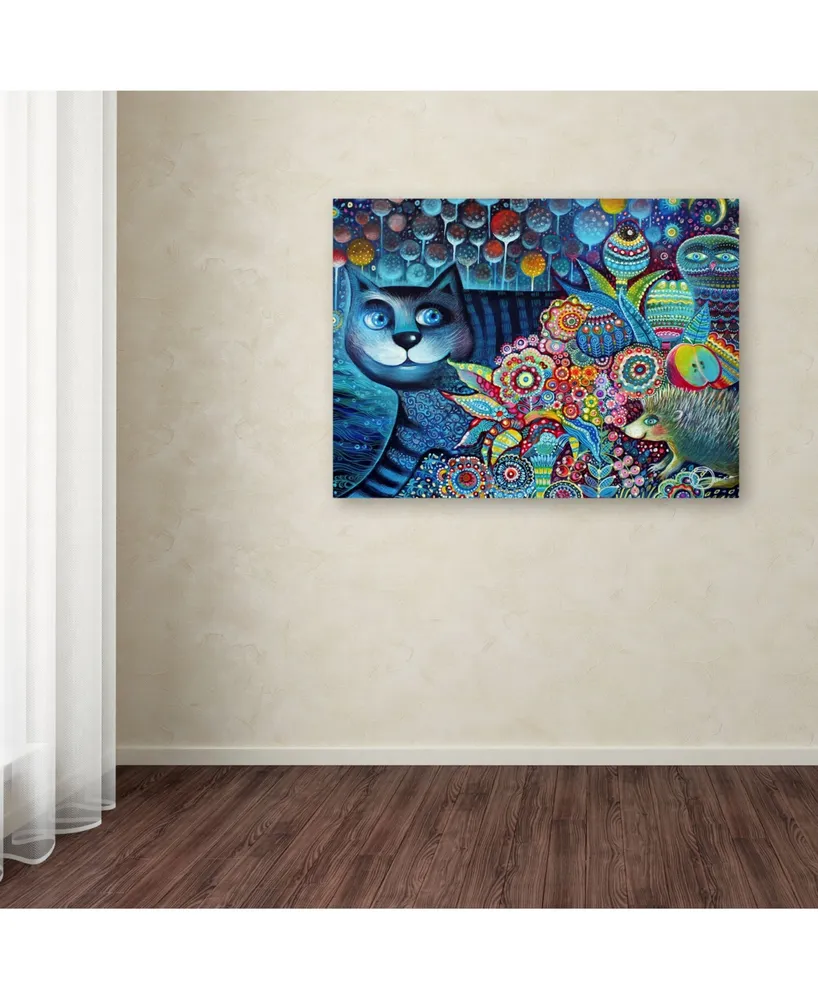 Oxana Ziaka 'Indigo Cat' Canvas Art - 19" x 14" x 2"