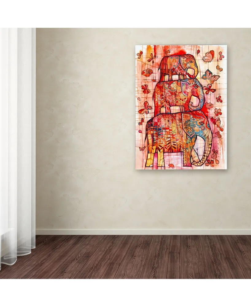 Oxana Ziaka 'Three Elephants' Canvas Art - 24" x 18" x 2"