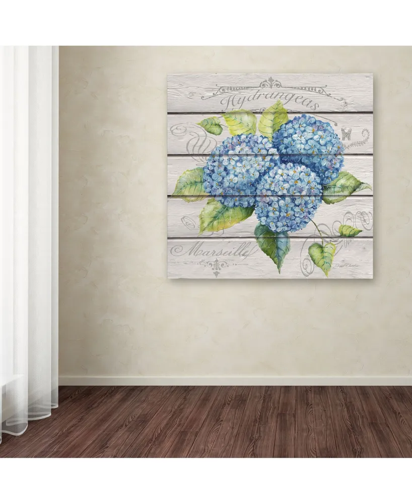 Jean Plout 'Blue Hydrangeas' Canvas Art - 14" x 14" x 2"