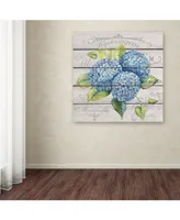 Jean Plout 'Blue Hydrangeas' Canvas Art - 14" x 14" x 2"