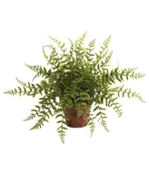 Nearly Natural Fern w/ Decorative Planter, Set of 2