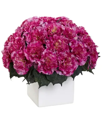 Nearly Natural Carnation Arrangement w/Vase