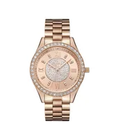 Jbw Women's Mondrian Jewelry Set Diamond (1/6 ct.t.w.) 18K Rose Gold Plated Stainless Steel Watch