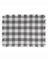 Gray Heavyweight Check Fringed Placemat Set of 6