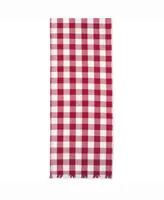 Wine Heavyweight Check Fringed Table Runner 14" X 72"