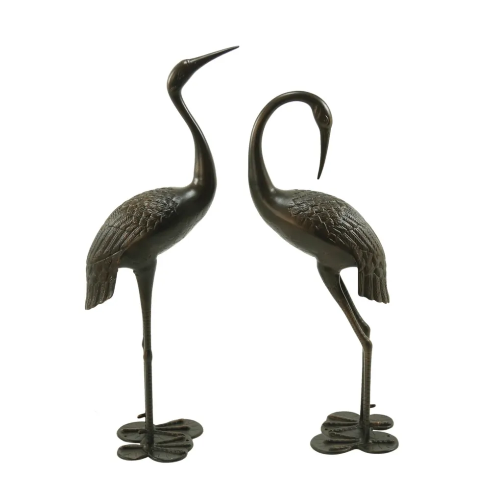 Scarlet Outdoor Crane Statues, Set of 2