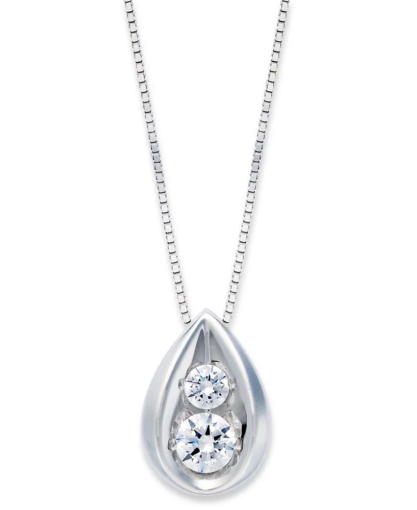 Diamond Teardrop Pendant Necklace 14k Yellow or White Gold (1/4 ct. t.w.)