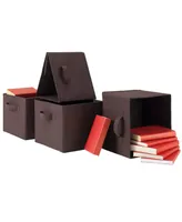 Winsome Capri Set of 4 Foldable Chocolate Fabric Baskets